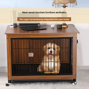 Cage classique pour chien en fer avec design solide, style meuble, pour intérieur, avec roulettes, pour grands chiens - Product Image 2