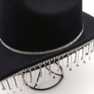 Chapeaux de cow-boy roses en gros pour festivals de musique et fêtes, avec pampilles en strass - Product Image 5