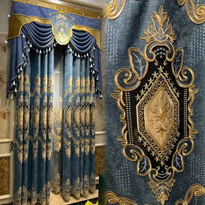 מחיר המפעל בסגנון אירופאי יוקרה מודרני רקמה מעודנת כחול עיצוב הבית הווילונות - Product Image 2