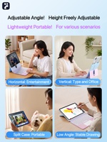 Casing Keyboard Ajaib Rotasi 360 Derajat Warna Pink Biru Gradasi Lucu untuk Anak Perempuan, Penggunaan di Kantor & Rumah, iPad Pro 11-inci Generasi 1/2/3/4, LED RGB Baru