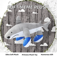 Peluche italienne super douce de 13 pouces, brodée, motif requin amusant, pour enfants, cadeau d'anniversaire et décoration esthétique