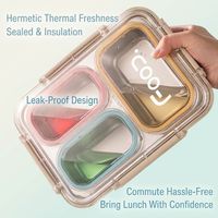 Boîte à lunch bento en acier inoxydable 304, anti-fuite, multi-compartiments, portable pour le bureau et les étudiants