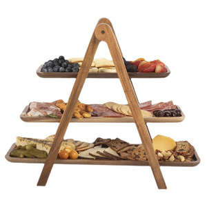 Scala in legno a 3 livelli che serve il piatto della stazione supporto per torta di frutta e Dessert ripiano per decorare il vassoio della fattoria per il ristorante - Product Image 6