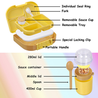 Boîte à lunch bento coréenne réutilisable pour enfants, anti-fuite, compatible micro-ondes, avec plusieurs compartiments, sans BPA, en plastique alimentaire