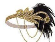 Bandeau de costume, accessoires de costume <span class=keywords><strong>Charleston</strong></span>, coiffe de flapper, bandeau à plumes et perles Great Gatsby - Product Image 6