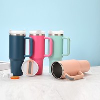Gobelet isotherme américain en acier inoxydable de 40 oz, avec paille simple, design anti-renversement, portable, pour l'extérieur, en matériau 304
