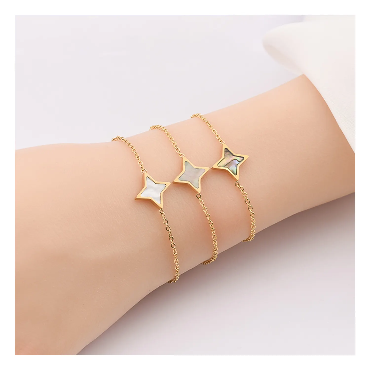2020 hot sale stainless steel meaningful compass faith jewelry stone bracelet set natural gold color for women for girls