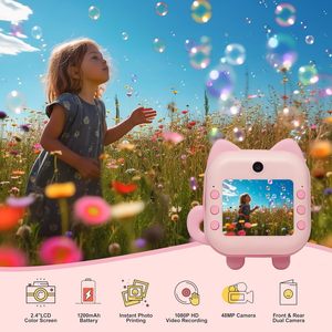 M2 mainan kamera Selfie anak-anak, cetak instan lensa ganda 1080P Printer kamera anak-anak untuk usia 3-14 gadis hadiah ulang tahun liburan - Product Image 2