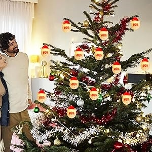 Guirlandes lumineuses LED de Noël, personnages Père Noël et bonhomme de neige, blanc chaud, décoration intérieure, IP44, 2700K, décorations suspendues festives - Product Image 2