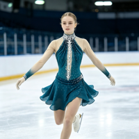 Robe de patinage artistique dégradé violet avec strass étincelants et manches longues transparentes pour enfants et adultes, idéale pour la compétition et les spectacles