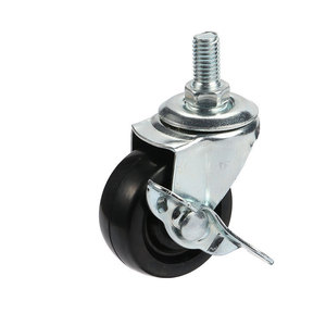 <b>Caster</b> <b>Wheels</b> 1.5 Inch Rubber Swivel With Side Pedal Brake Locking Mechanism Bolt Hole Type - Product Image 4