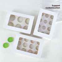 Boîte d'emballage rectangulaire épaissie pour 6 cupcakes, boîte de transport pour 12 muffins, petite boîte à dessert