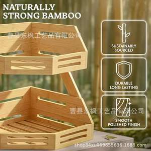 Estante de Almacenamiento de Frutas y Verduras de Bambú de Doble Capa, Organizador de Cocina de Esquina, Estante de Madera Apilable para Uso Doméstico - Product Image 3