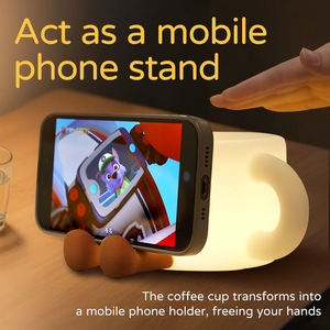 Coffee Cup Silicone Night <b>Light</b> <b>USB</b> <b>Rechargeable</b> LED Kids Bedroom Tap Control Color Changing RGB Dimmable Lamp - Product Image 6