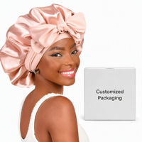 Nouveau bonnet en satin soyeux pour dormir, bonnet double couche avec bande élastique pour cheveux bouclés, bonnet de nuit avec logo personnalisé