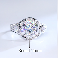 Luxe 9k 10k 14k 18k Moissanite Bague Ronde Coupe 5ct Or Blanc Moissanite Bijoux Bague de Fiançailles pour Femmes Cadeaux