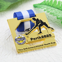 Nouvelles médailles de hockey plaquées or, découpées au laser, en métal, médailles de récompense rectangulaires en alliage de zinc émaillé, personnalisables