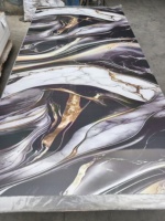 Panneau mural en PVC marbré brillant doré UV 1220*2440/2900m, plaque décorative de qualité supérieure