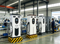 Nouvelle station de recharge ultra-rapide pour véhicules électriques (VE) de 60 kW, 80 kW, 120 kW, 160 kW, 180 kW, à poser au sol, avec double connecteur CCS2 CHAdeMO, certifiée CE, pour usage commercial.