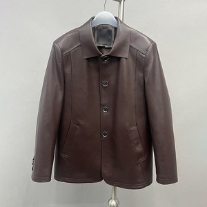 Nuova Giacca in Vera Pelle di Pecora per Uomo, Colletto Rovesciato, Chiusura Monopetto, Alta Qualità - Product Image 4