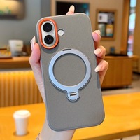 Coque de protection magnétique rotative à 360 degrés, mate et givrée, pour iPhone 17 Pro Max, Air 16 Pro Max Plus, 15 Pro Max Plus, 16e