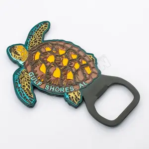 Factory Customized 3d Sea Turtle Resin Metal Beer Bottle Opener Fridge Magnet