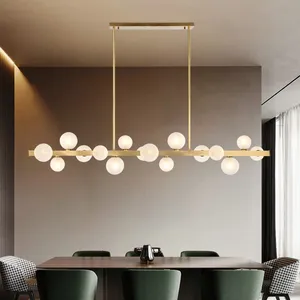 现代餐厅黄铜金铁金属球玻璃天花板吊灯现代装饰照明灯具