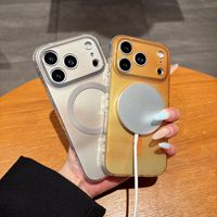 Étui de luxe magnétique pour téléphone portable iPhone 17 16 Pro Max 15 Pro, coque de protection double face avec base argentée