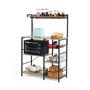 Wholesale 6-Tier Metal Wood Combined <b>Kitchen</b> Storage Rack Manufacturer's Baker Rack with Power Outlet for <b>Kitchen</b> Islands Carts - Product Image 2