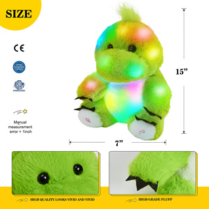 Bstaofy 11 ''ánh sáng lên Khủng Long Thú nhồi bông Glow Màu Xanh Lá Cây <span class=keywords><strong>T</strong></span>-REX Led đồ chơi sang trọng mềm đáng yêu Glow in the dark quà <span class=keywords><strong>t</strong></span>ặng cho trẻ em - Product Image 4