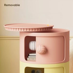 クラシックセレブリティシンプルモダンクリームキッズプラスチックボックスビン多層コスメティックベッドサイドテーブルリビングルームおもちゃ収納キャビネット - Product Image 4