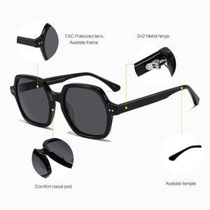 Gafas de Sol Polarizadas con Marco Grande, Estilo Europeo Americano, UV400, Acetato Negro, Moda Femenina, Viajes, Conducción, Protección Solar - Product Image 1