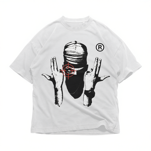 T-Shirt Unisex Oversize con Grafica Maschera, Stile Monocromatico Grunge Punk Streetwear Y2K Skater - Product Image 2