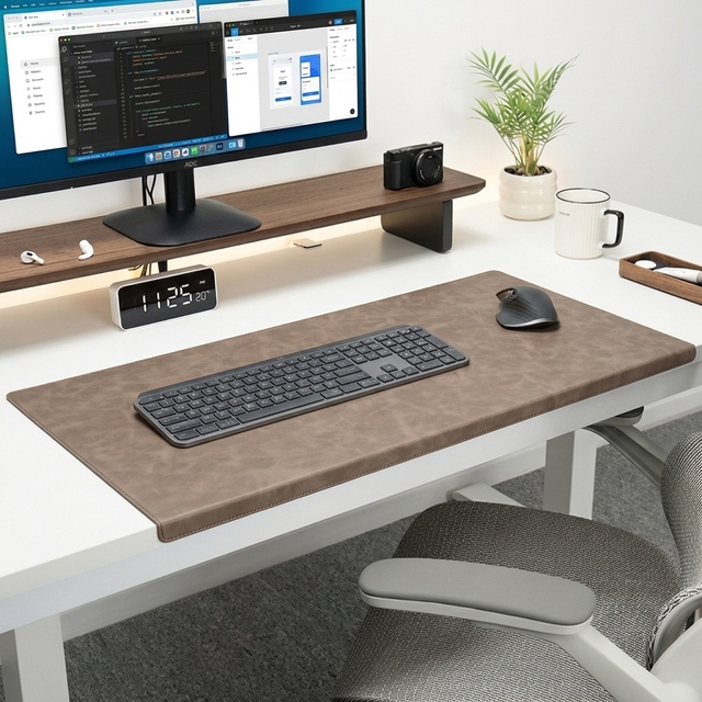 Custom Color Non-Slip Large Office Desk Mouse Pad XXL Leather Desk Mat with Stitched Edges