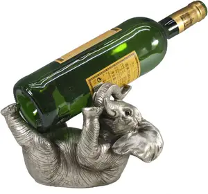Resin Silvery Elephant Wine Bottle Holder Handmade Polyresin Wine Bottle Stands in Bulk