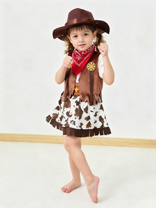 Conjunto de 4 Piezas de <span class=keywords><strong>Disfraz</strong></span> de <span class=keywords><strong>Vaquera</strong></span> para Niñas, <span class=keywords><strong>Chaleco</strong></span> con Flecos de <span class=keywords><strong>Vaquera</strong></span>, Sombrero con Pañuelo, Carnaval, Princesa, Juego de Roles, Fiesta, Cosplay - Product Image 3