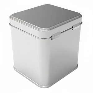 กล่องดีบุกทรงสี่เหลี่ยมขนาด500มล. กล่องช็อกโกแลตแบบมีฝาปิดกันลื่นขนาด75x75x102มม. 0.5 LT - Product Image 2