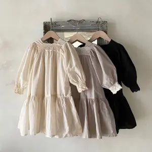 Newest Korean Design Summer Kids Children Skirts Short Sleeve Cotton Lace Princess Baby Girl Dress