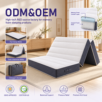 Matelas pliable en mousse à mémoire de forme, lit d'appoint portable à trois plis pour petit espace, appartement, OEM, ODM, marque privée, vente en gros