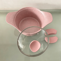 Ensemble de casseroles en aluminium avec revêtement céramique de 20 cm, avec cuiseur vapeur de 16 cm, mignon récipient pour la préparation des aliments pour bébés, poignée en bakélite