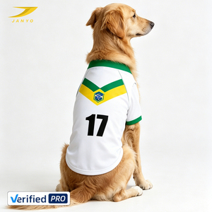 Camiseta de Fútbol Personalizada para Perros con el Emblema de la Selección Nacional de <span class=keywords><strong>Brasil</strong></span>, Uniforme Transpirable para Mascotas con Número Personalizado - Product Image 1