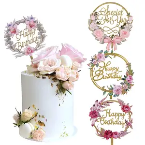 Neue farbige Blumen Kuchen Dekoration Handwerk Party Dekoration Acryl leere Prinzessin Hochzeits torte Topper Geburtstag