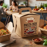 Boîte à pâtes, conteneur à nouilles italiennes, emballage en papier kraft jetable pour restaurants de pâtes