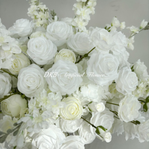 Boules de fleurs artificielles DKB en gros pour centres de table de mariage, décoration de table, 80 cm, roses en soie, blanc ivoire - Product Image 5