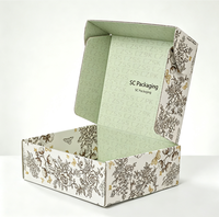 Boîtes d'expédition personnalisées à double face imprimées 12x9x4, motif floral vintage coloré, pour vêtements, cosmétiques, bijoux, emballage cadeau