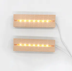 Wooden Rectangle Led Lights Display Base For Acrylic Wood Night LED Light Lamp Base 3d Illusion Lamp Base 3D Night Light