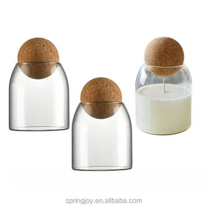 500毫升耐热玻璃容器空玻璃玻璃蜡烛罐，带软木球盖，用于蜡烛制作