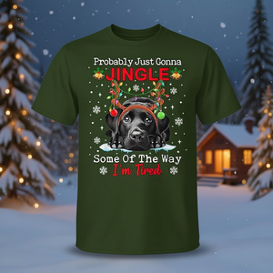 T-shirt de Noël noir pour Labrador avec motif de chien de Noël « Jingle I'm Tired» - Product Image 3