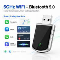 Adaptador Inalámbrico CarPlay Android Auto, Dongle USB, Convierte de Cableado a Inalámbrico, WiFi 5GHz, Bluetooth 5.0, Actualización OTA