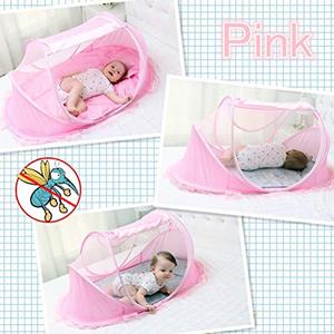 Lit de bébé pliable portable avec moustiquaire, matelas, oreiller et pare-soleil – Idéal pour l'extérieur et l'intérieur, pour les voyages estivaux des enfants - Product Image 5